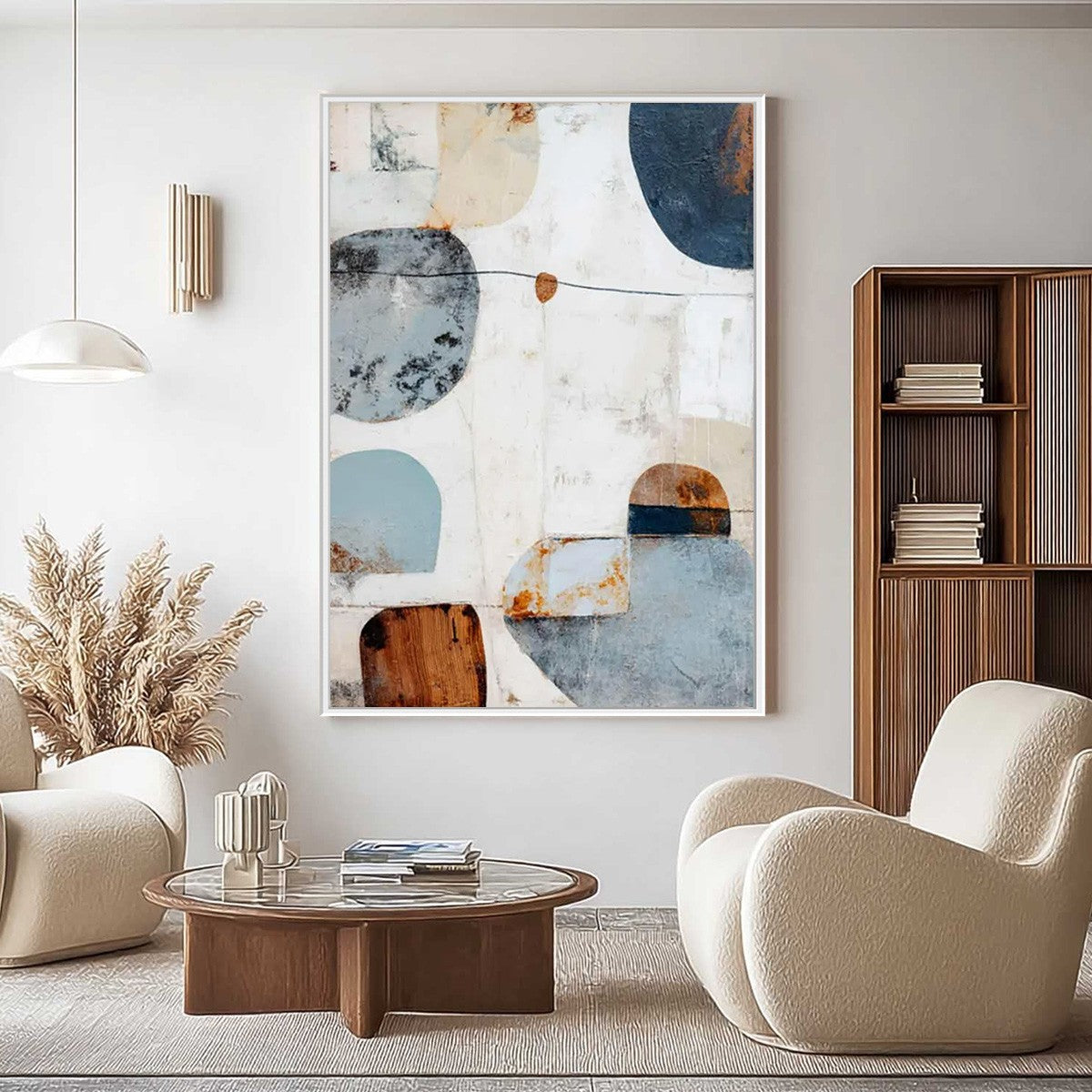 SERENE SHAPES: Textured Abstract Minimalist Oil Painting