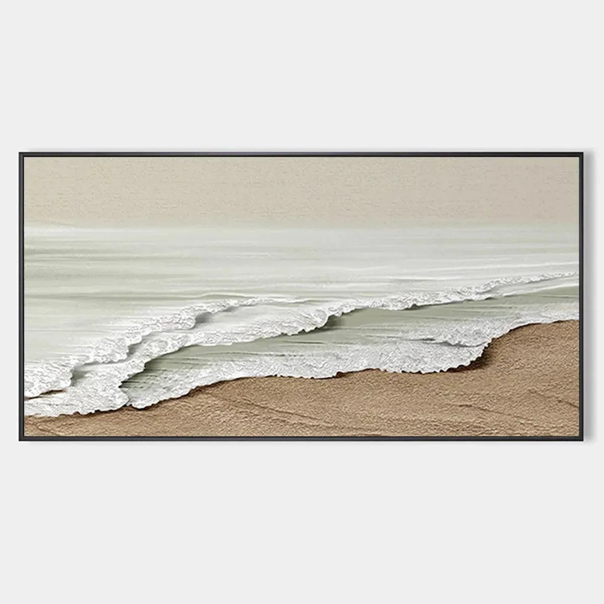 SERENE SHORE: Textured Coastal Landscape Painting in Beige