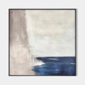 SERENE SHORE: Minimalist Abstract Coastal Painting in Blue and Beige