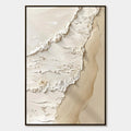 SHORELINE WHISPERS: Textured Minimalist Beach Scene Painting