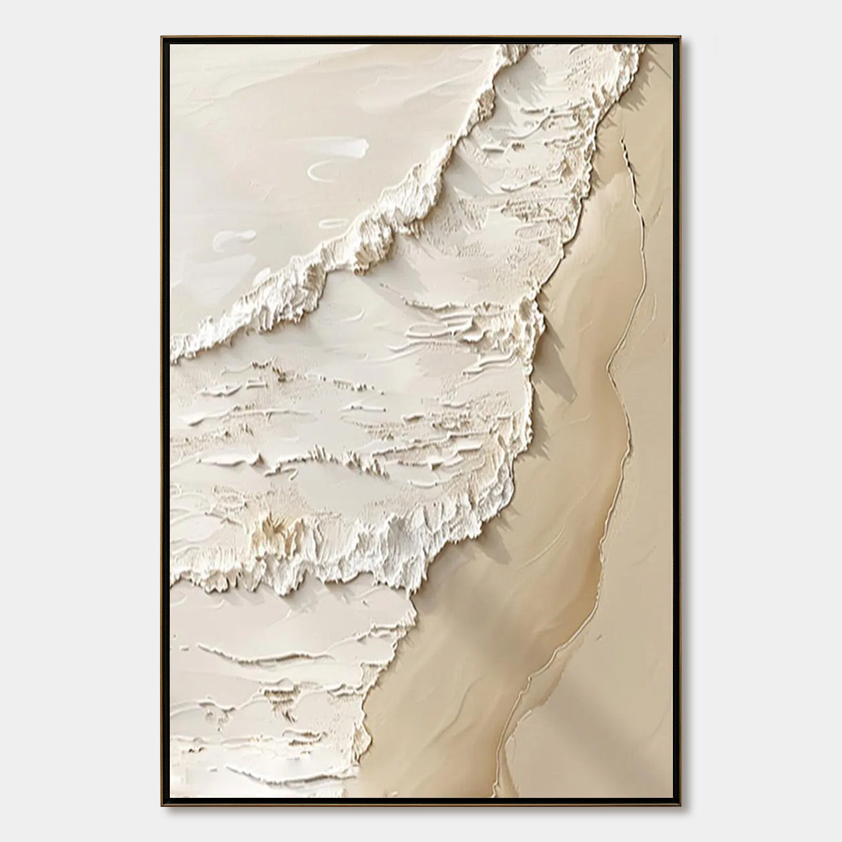 SHORELINE WHISPERS: Textured Minimalist Beach Scene Painting