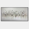 SILVER MIST: Minimalist Floral Oil Painting in Silver and Grey