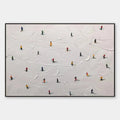 SKI SLOPES: Minimalist Painting of Skiers on a Snowy Slope