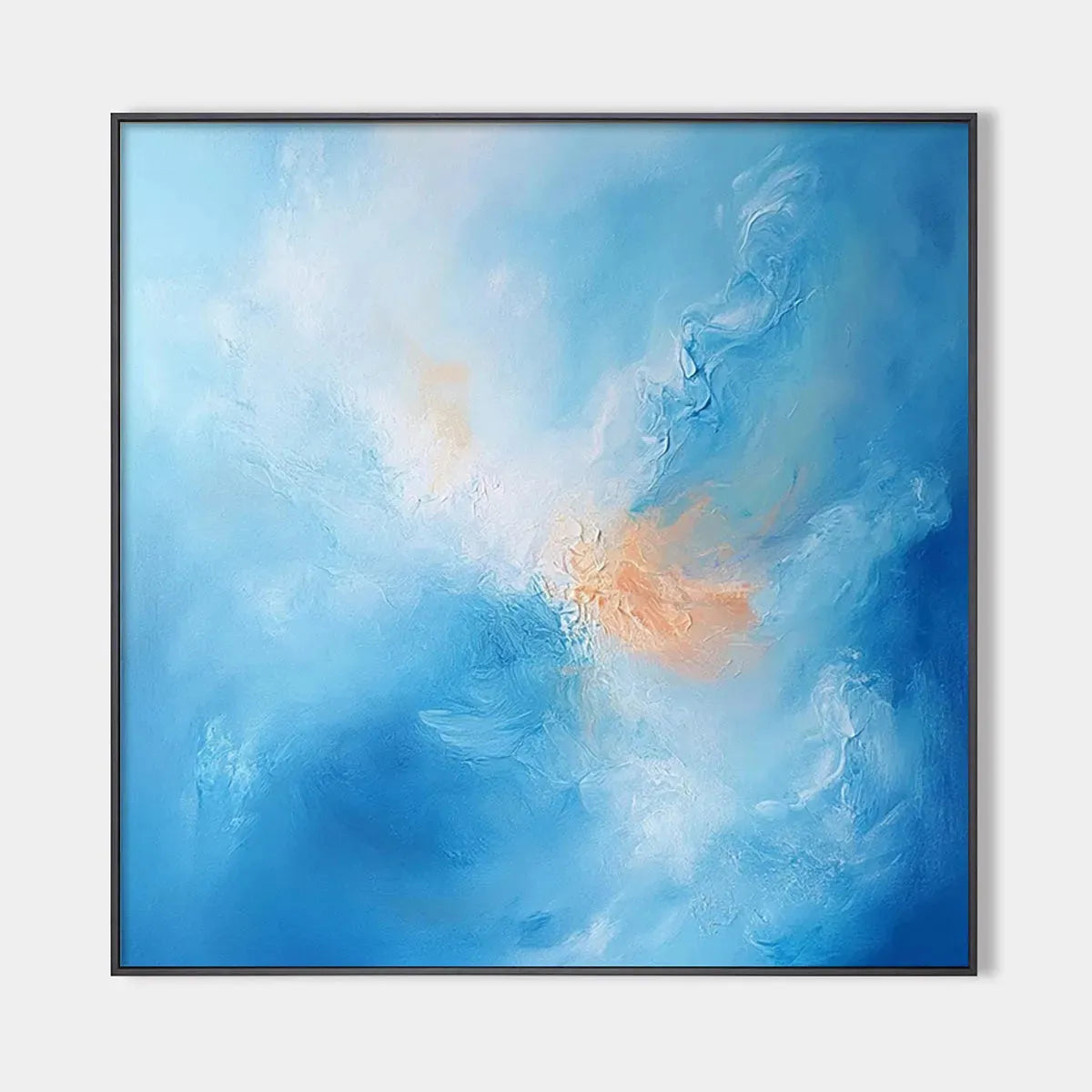 SKYSCAPE SERENITY: Abstract Blue and Peach Oil Painting