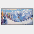 SNOWY SLOPES: Panoramic Ski Resort Landscape Painting