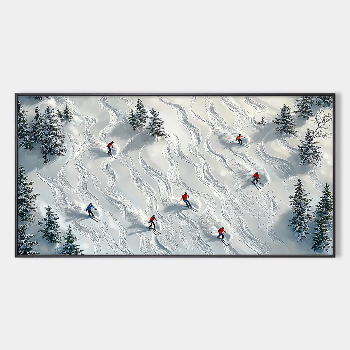 SNOW DANCE: Minimalist Winter Sports Scene Oil Painting