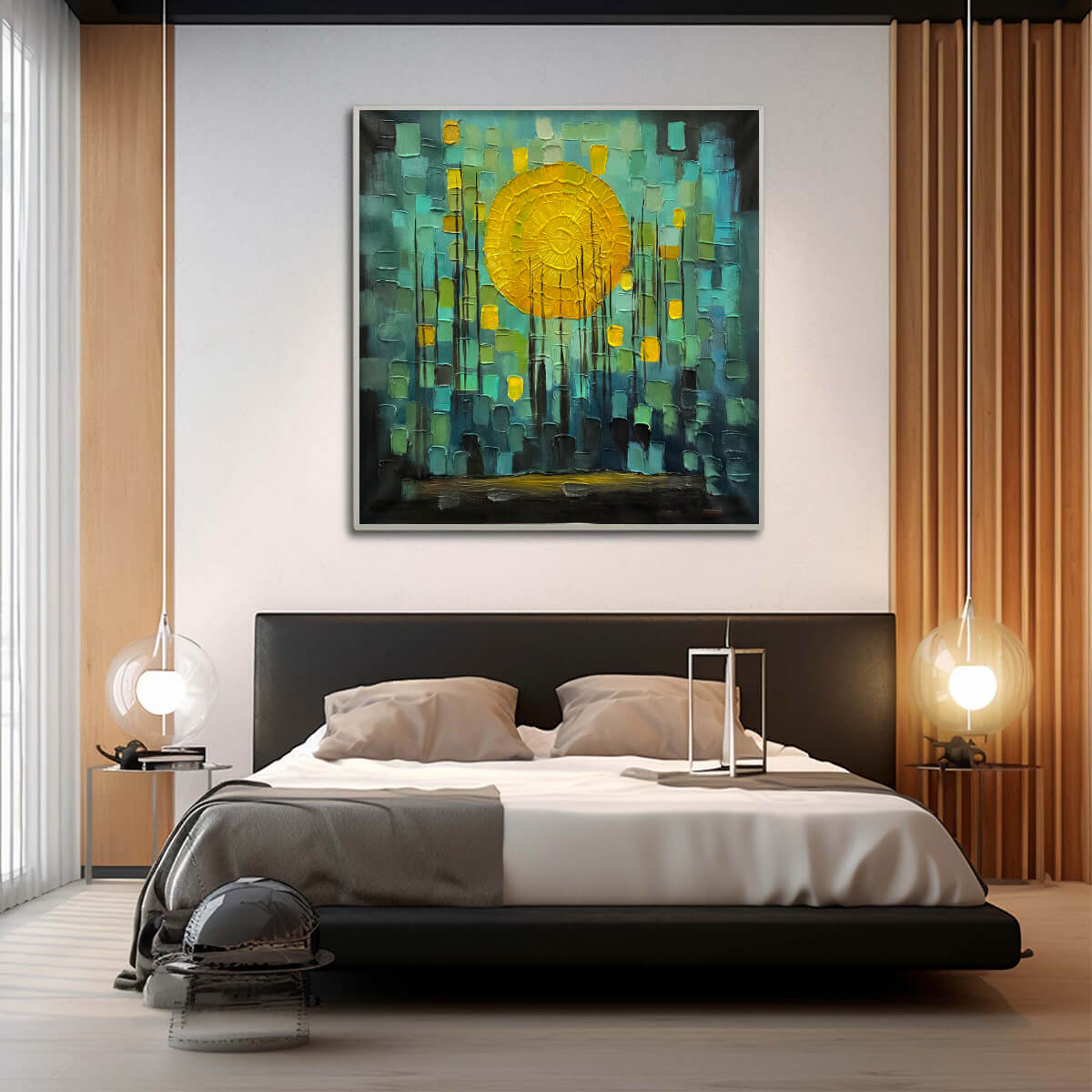 SOLAR FOREST: Abstract Forest Landscape Impasto Oil Painting