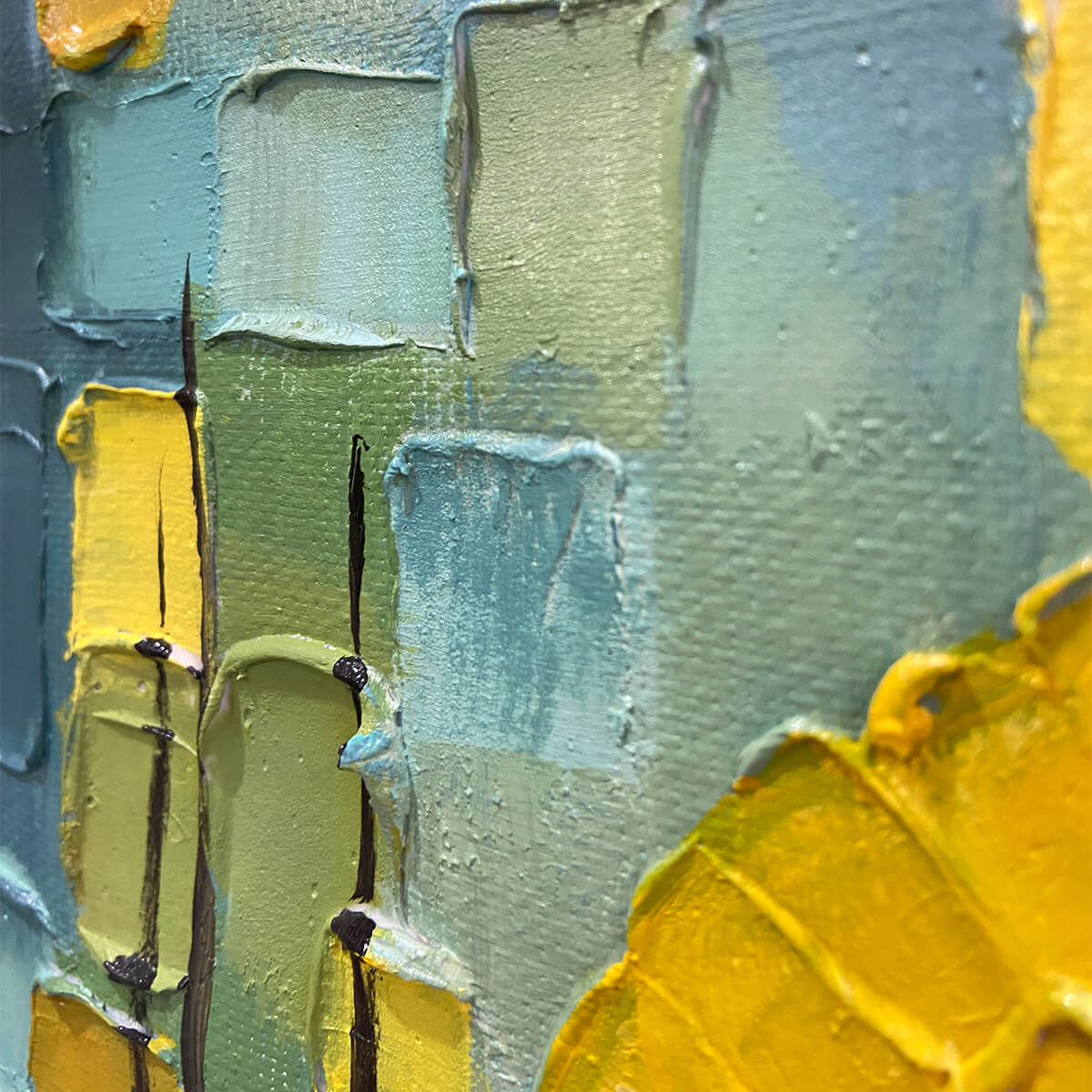 SOLAR FOREST: Abstract Forest Landscape Impasto Oil Painting