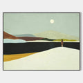 SOLITARY FIGURE IN MINIMALIST LANDSCAPE: Serene Landscape Painting, Horizontal Wall Art
