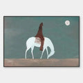 SOLITARY RIDER: Minimalist Horse and Rider Painting, Panoramic Wall Art