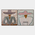 SOMBRERO DUET: Textured Figurative Portrait Diptych