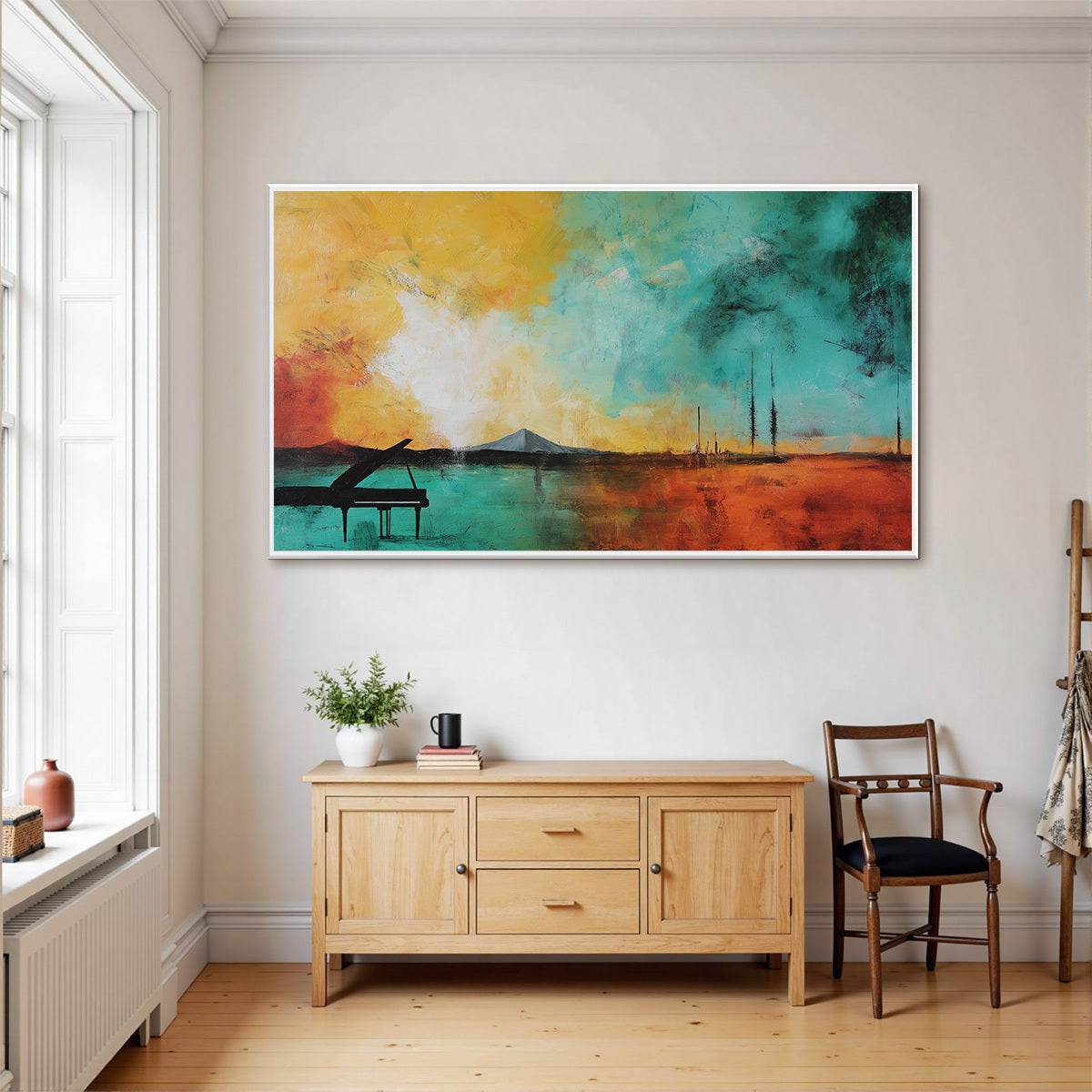 SONATA HORIZON: Vibrant Abstract Landscape Oil Painting