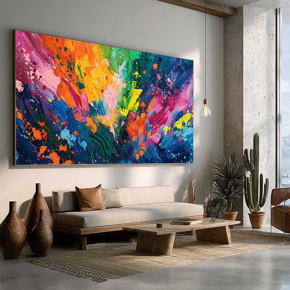 SPECTRUM SURGE: Vibrant Abstract Textured Oil Painting