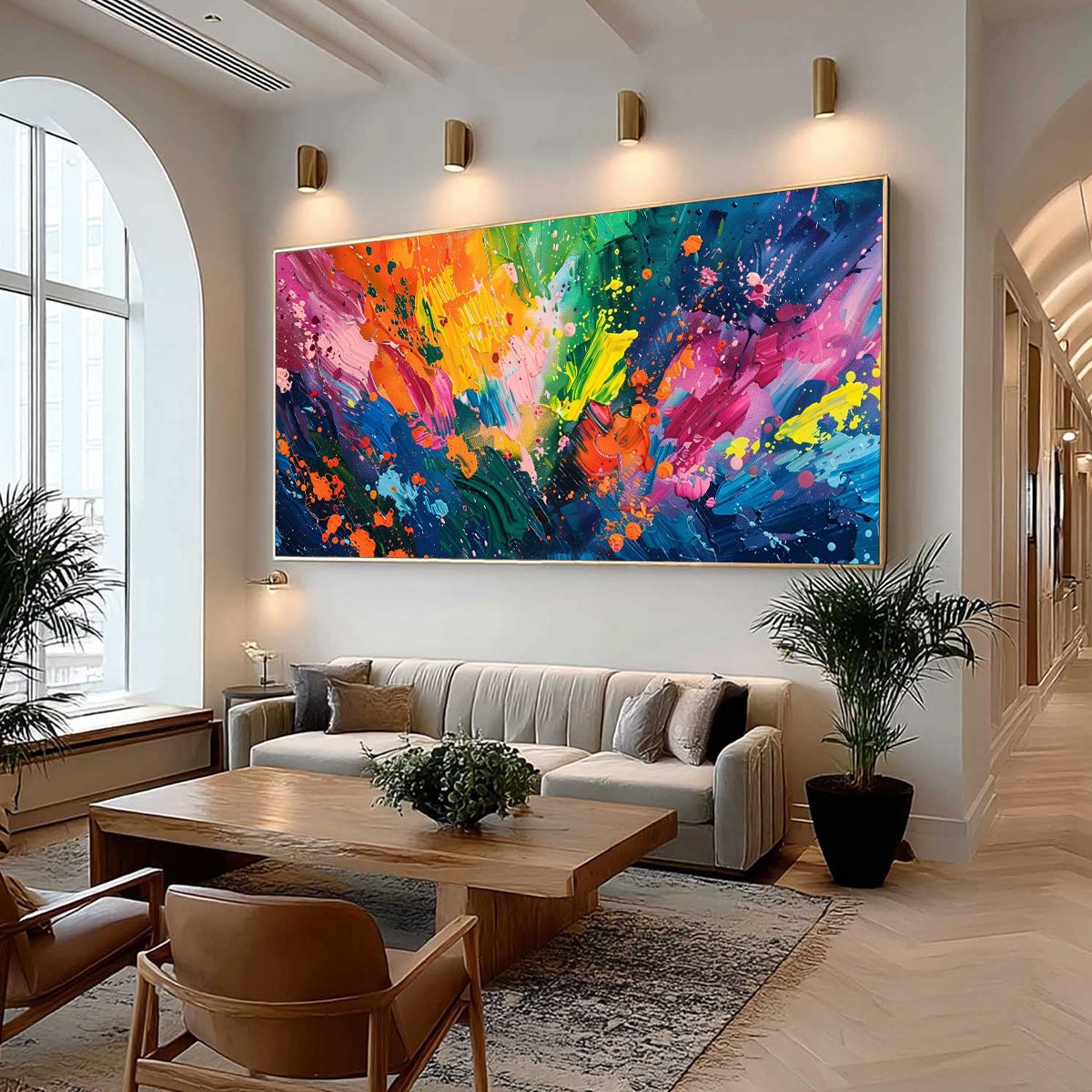 SPECTRUM SURGE: Vibrant Abstract Textured Oil Painting
