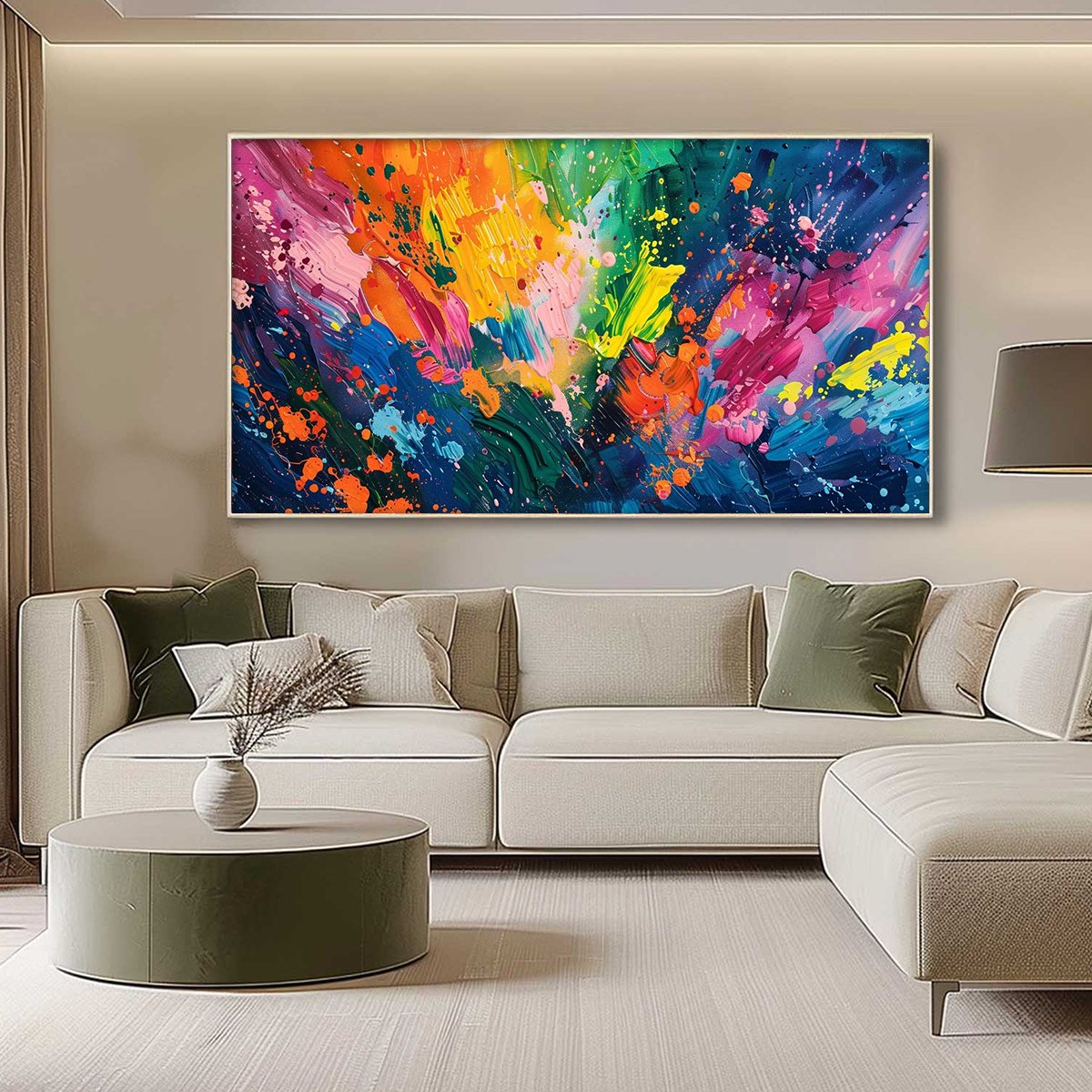 SPECTRUM SURGE: Vibrant Abstract Textured Oil Painting