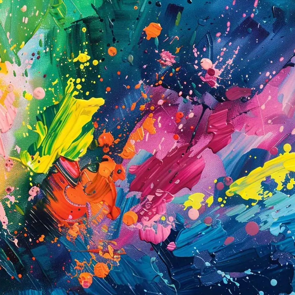 SPECTRUM SURGE: Vibrant Abstract Textured Oil Painting