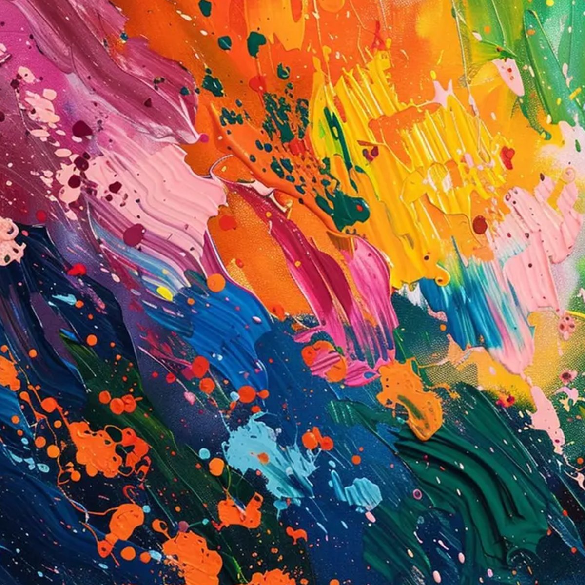 SPECTRUM SURGE: Vibrant Abstract Textured Oil Painting
