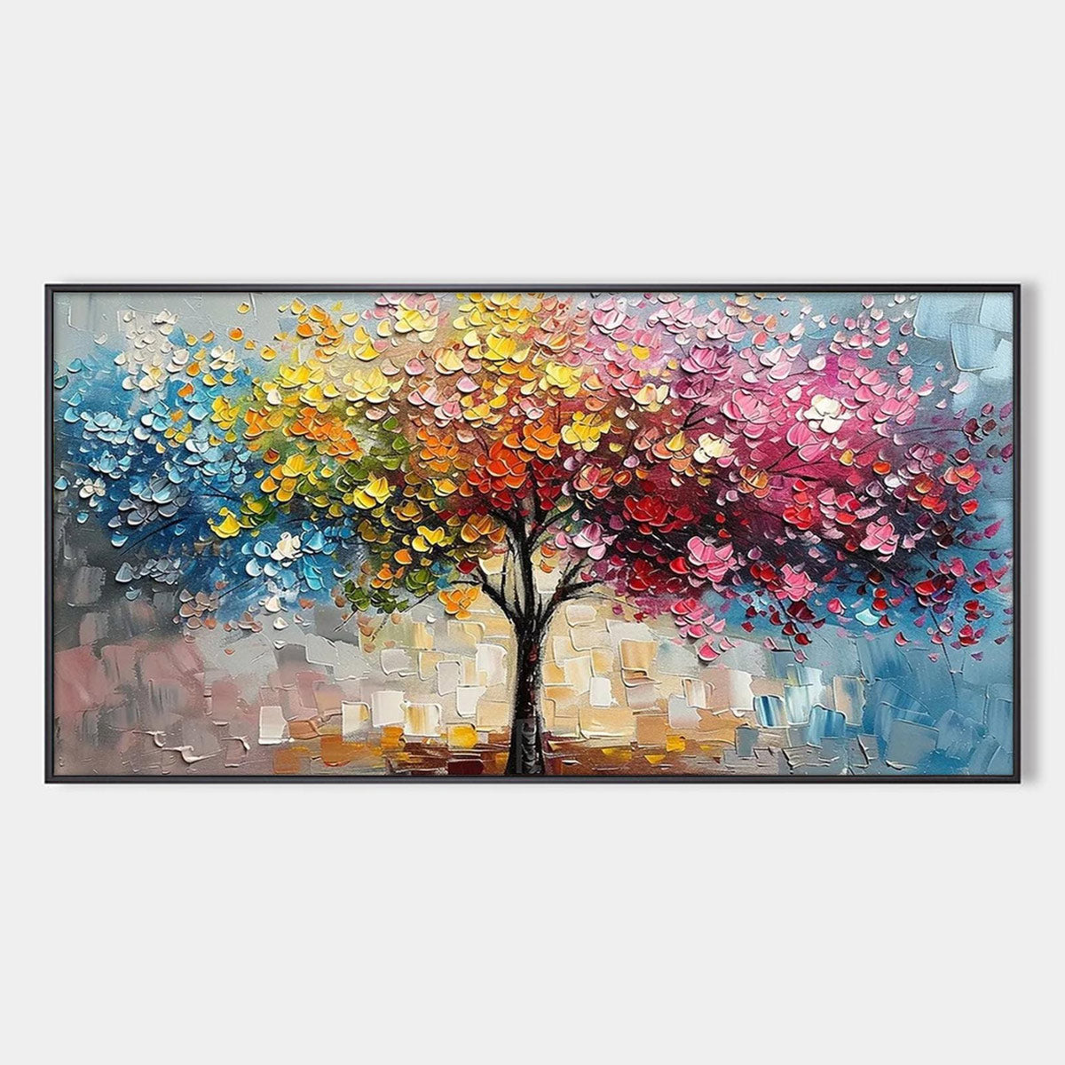 SPECTRUM OF JOY: Textured Impasto Tree Oil Painting