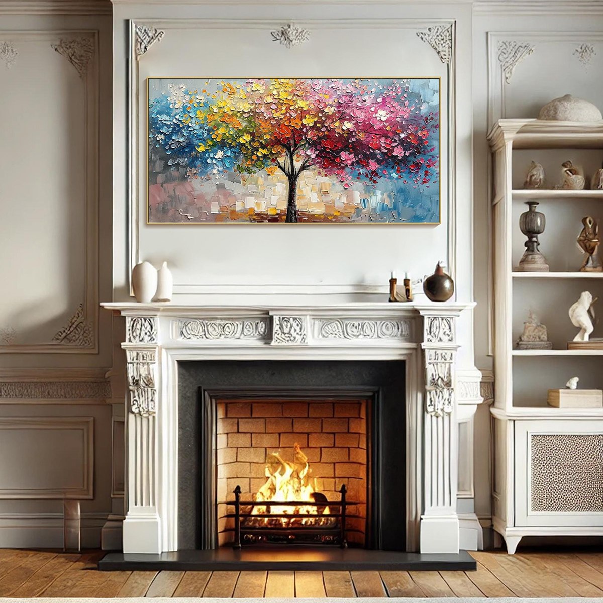 SPECTRUM OF JOY: Textured Impasto Tree Oil Painting