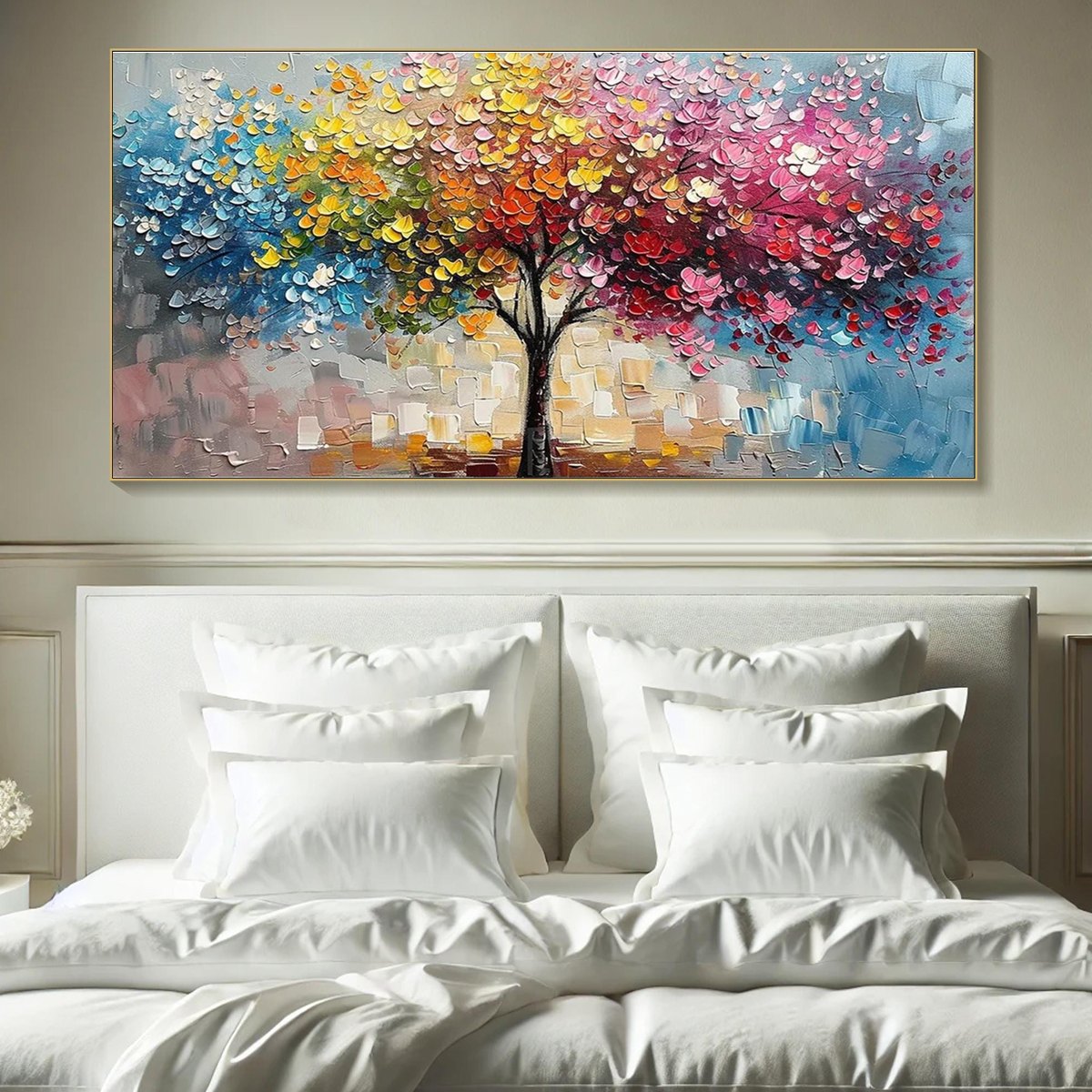 SPECTRUM OF JOY: Textured Impasto Tree Oil Painting