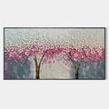 SPRING BLOSSOM: Panoramic Cherry Blossom Painting in Pink and White, Textured Impasto, Modern Wall Art