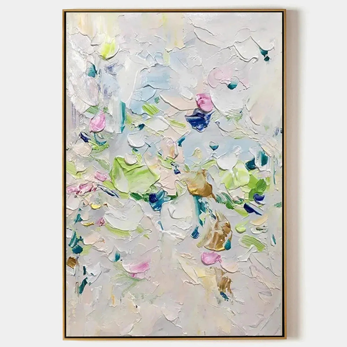 SPRING BLOSSOM: Textured Abstract Floral Painting in Light Pastel Colors