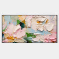SPRING BOUQUET: Textured Floral Painting, Pastel Wall Art, Panoramic Canvas, Impasto Decor