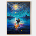 STARRY VOYAGE: Impressionist Nightscape Oil Painting in Blue