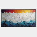 STORMY SKIES: Panoramic Ocean Painting, Impasto, Palette Knife