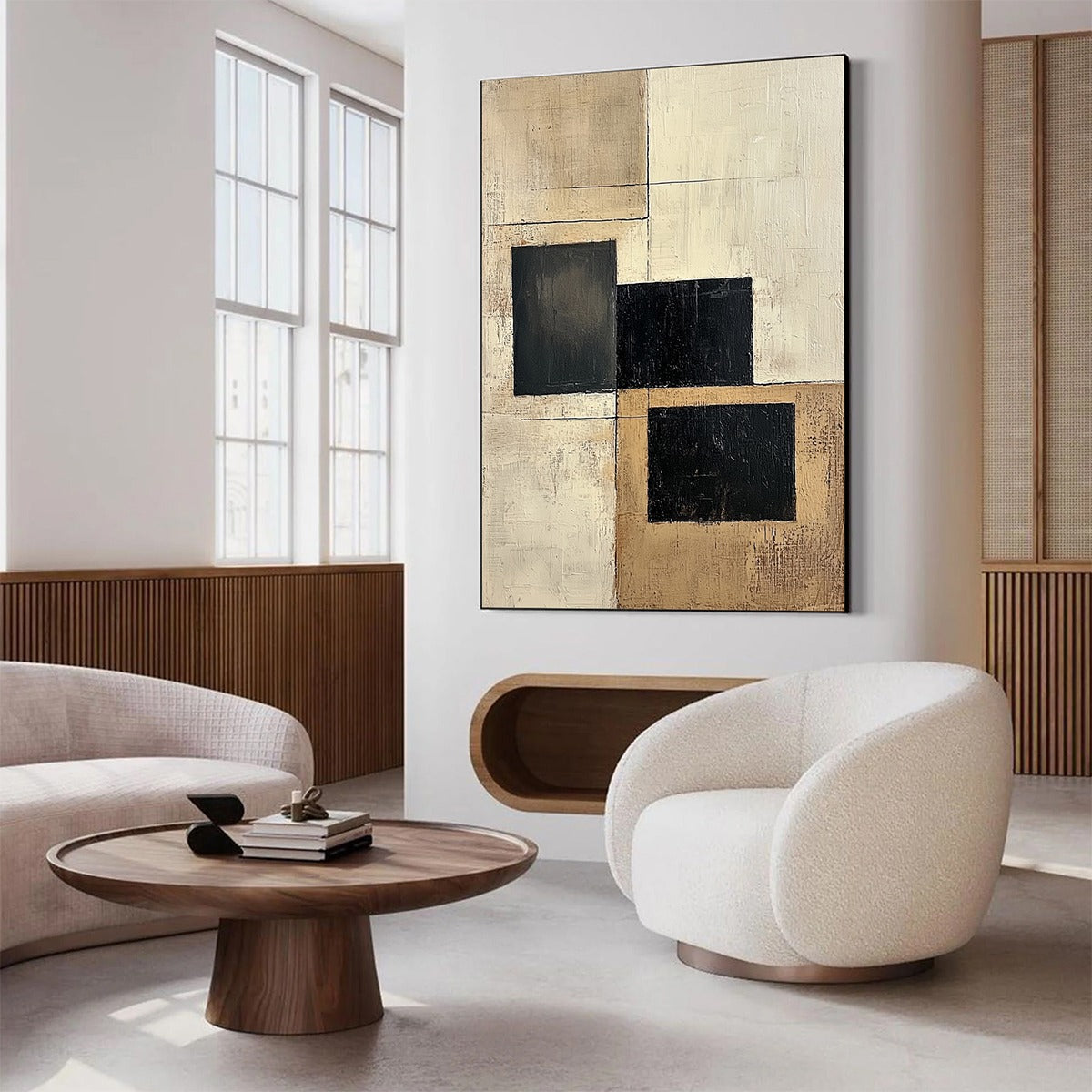 STRUCTURED BALANCE: Minimalist Abstract Oil Painting
