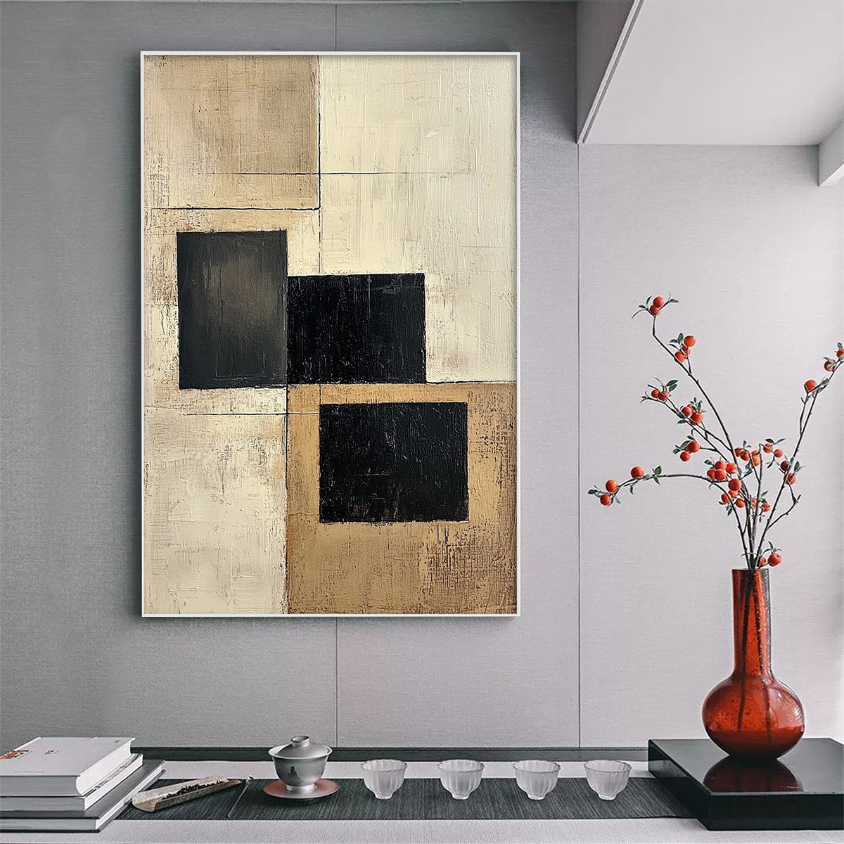 STRUCTURED BALANCE: Minimalist Abstract Oil Painting