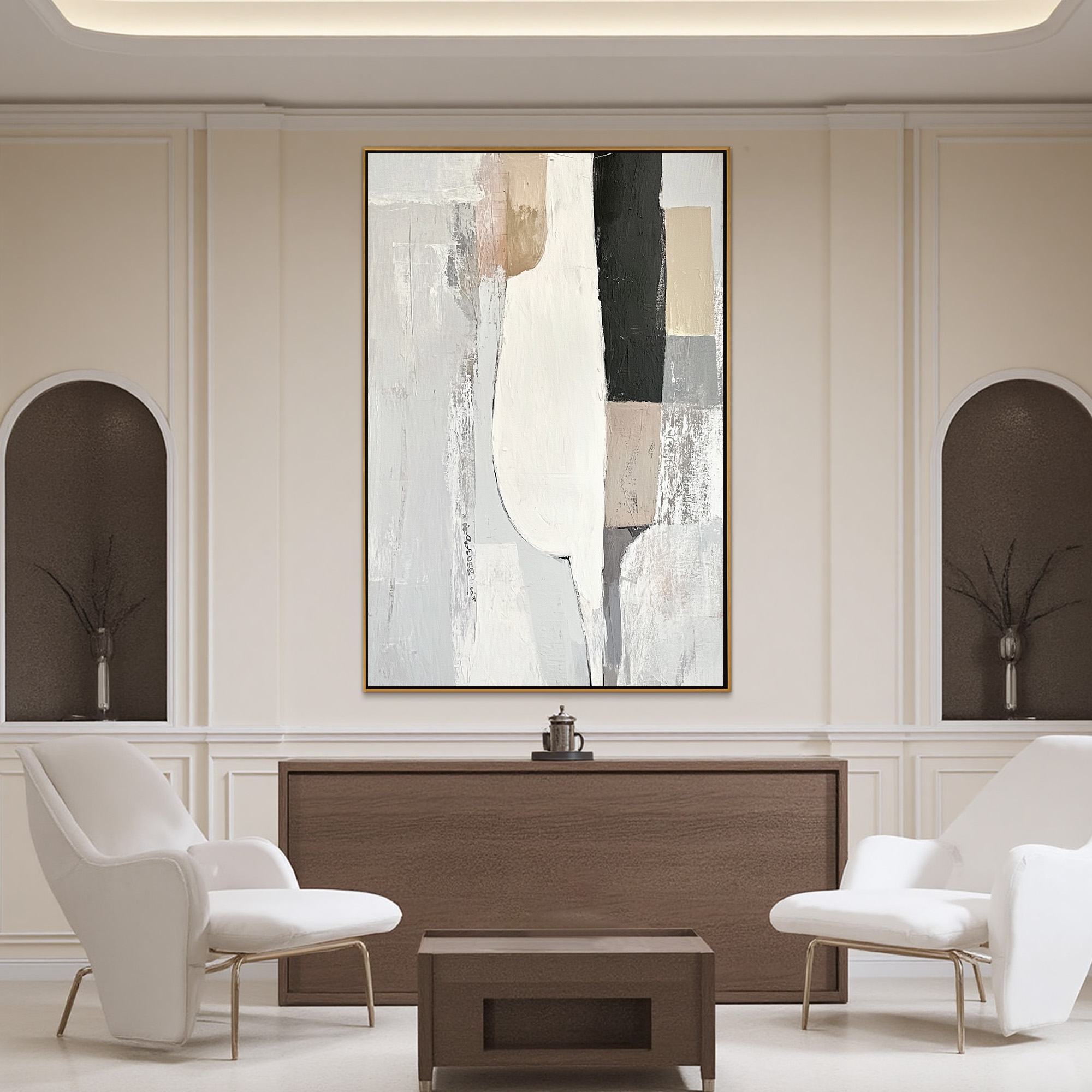 STRUCTURED CALM: Textured Minimalist Abstract Oil Painting