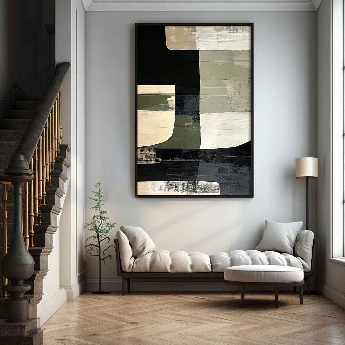 STRUCTURED FORMS: Minimalist Abstract Block Oil Painting