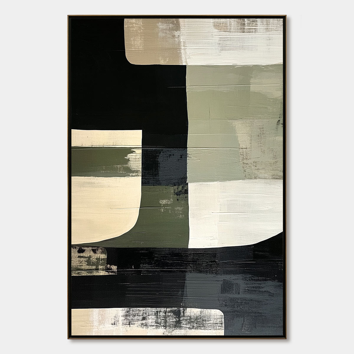 STRUCTURED FORMS: Minimalist Abstract Block Oil Painting