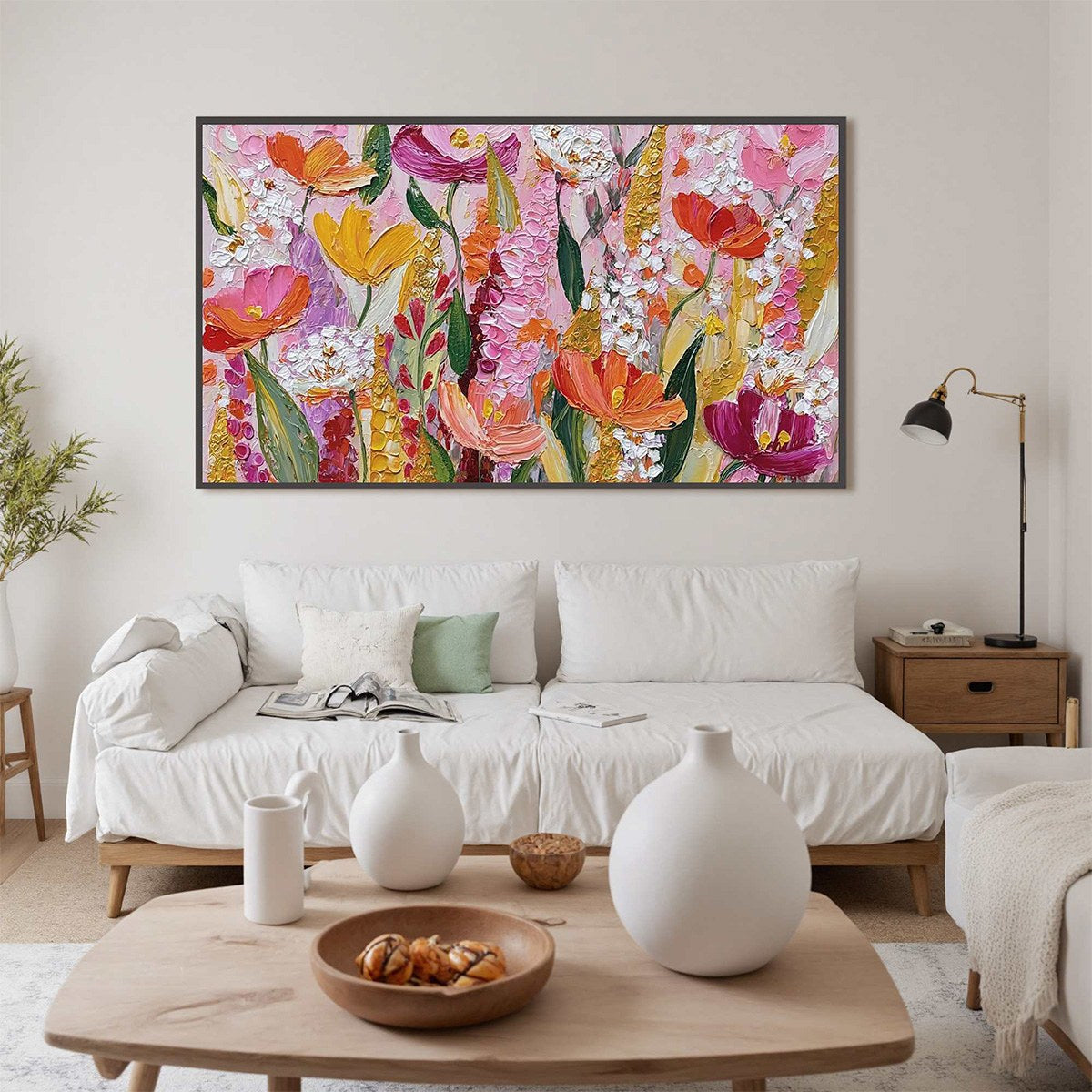 SUMMER GARDEN RHAPSODY: Textured Impasto Floral Oil Painting