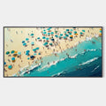 SUMMER AFTERNOON: Beach Scene Oil Painting with Beach Umbrellas