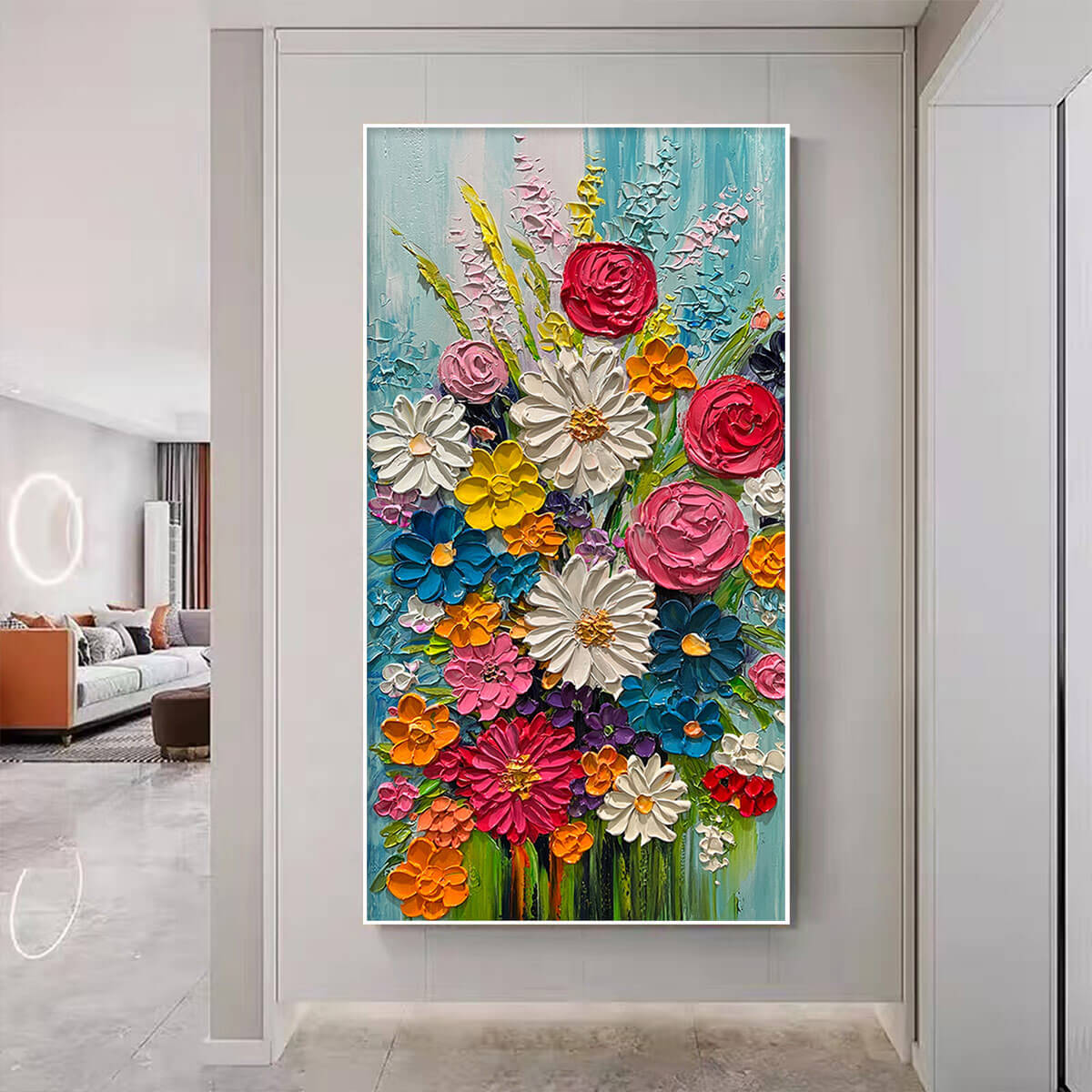 SUMMER BOUQUET: Colorful Floral Impasto Oil Painting