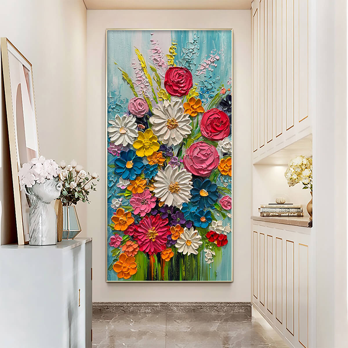 SUMMER BOUQUET: Colorful Floral Impasto Oil Painting