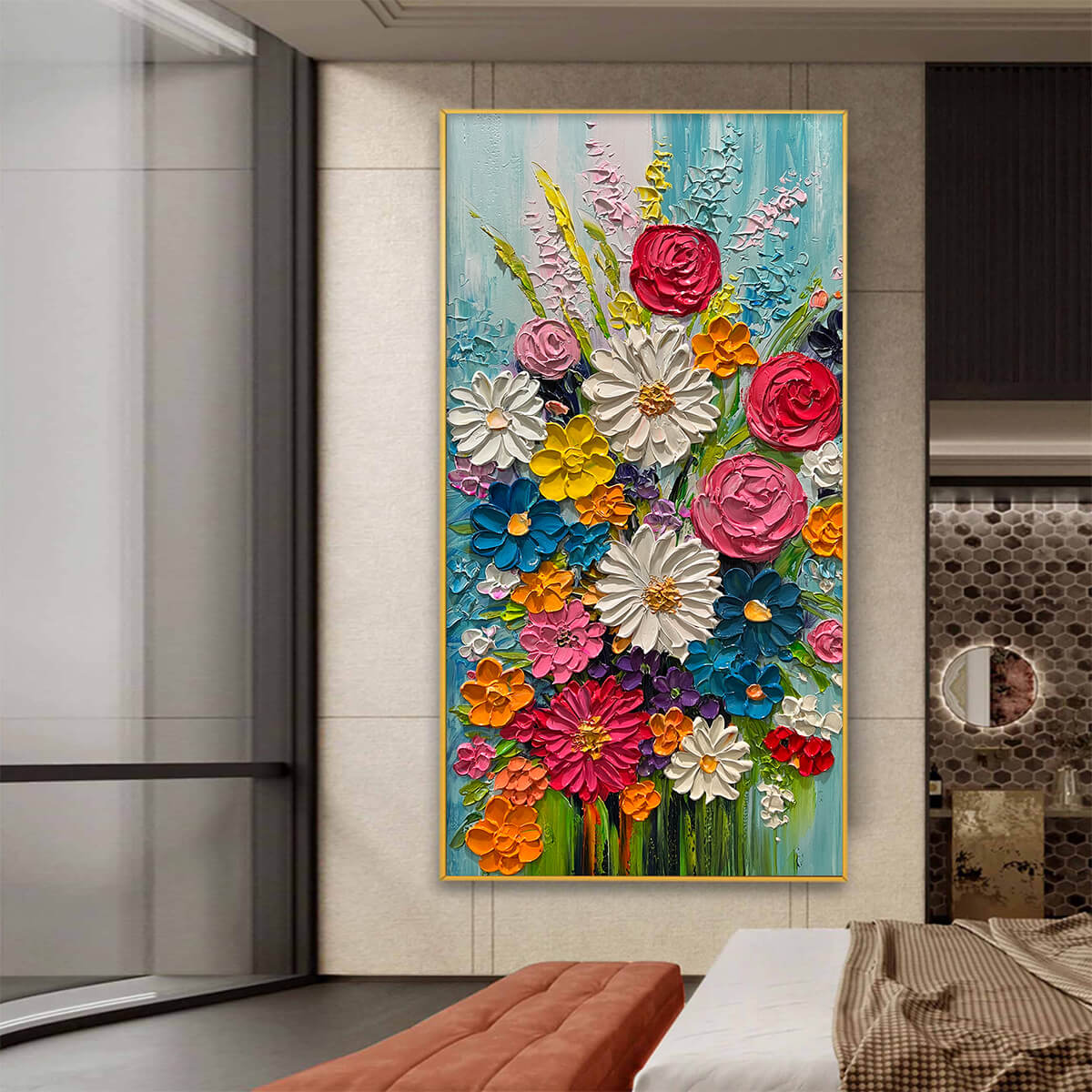 SUMMER BOUQUET: Colorful Floral Impasto Oil Painting