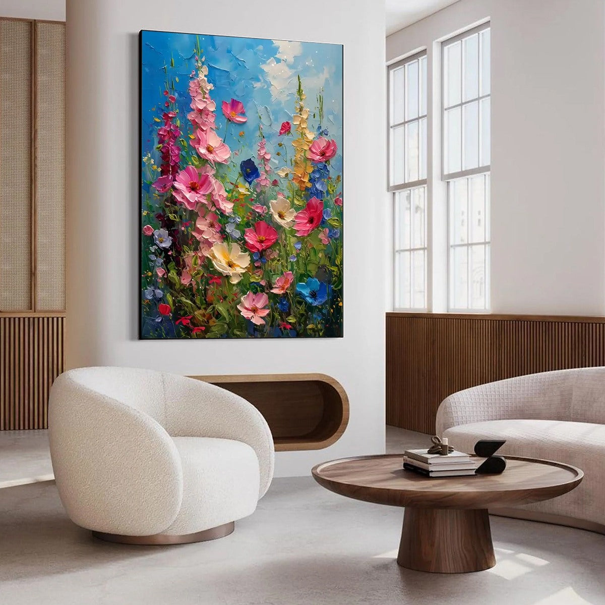 SUMMER MEADOW DANCE: Textured Impasto Floral Oil Painting