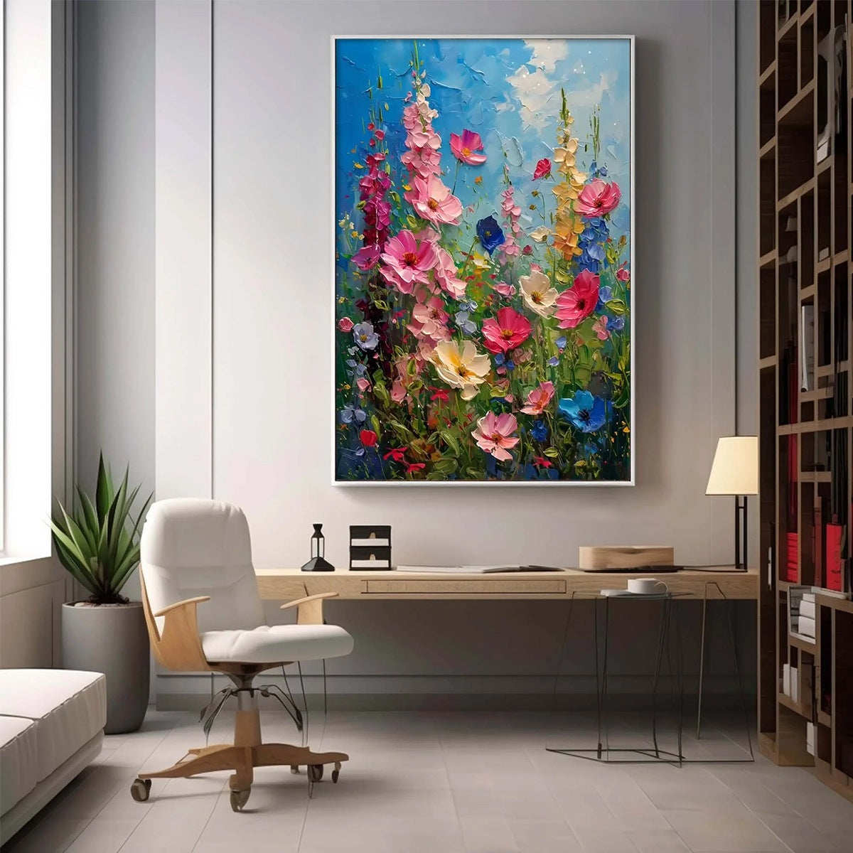 SUMMER MEADOW DANCE: Textured Impasto Floral Oil Painting