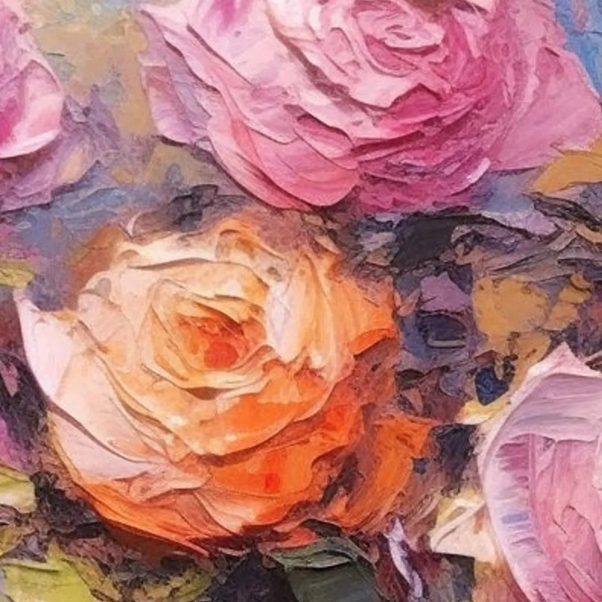 SUNKISSED ROSE HARMONY: Original Impasto Floral Oil Painting on Canvas