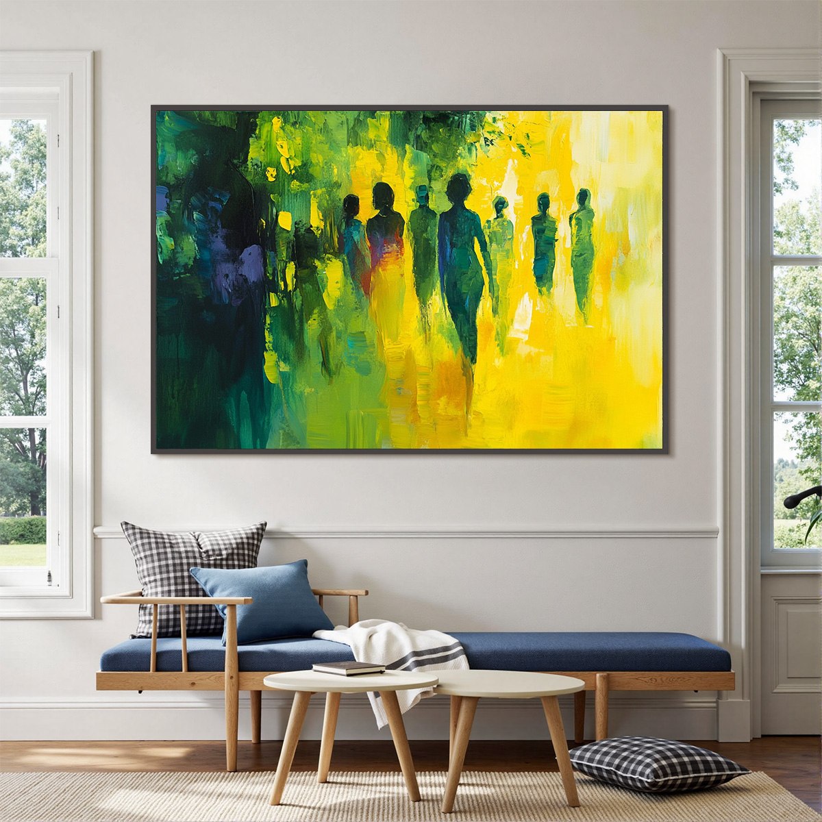 SUNLIT PASSAGE: Vibrant Abstract Figurative Oil Painting