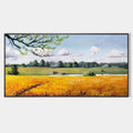 GOLDEN HARVEST: Tranquil Landscape Painting of a Golden Field