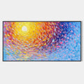 SUNRISE SERENADE: Textured Abstract Sunrise Painting in Yellow and Blue