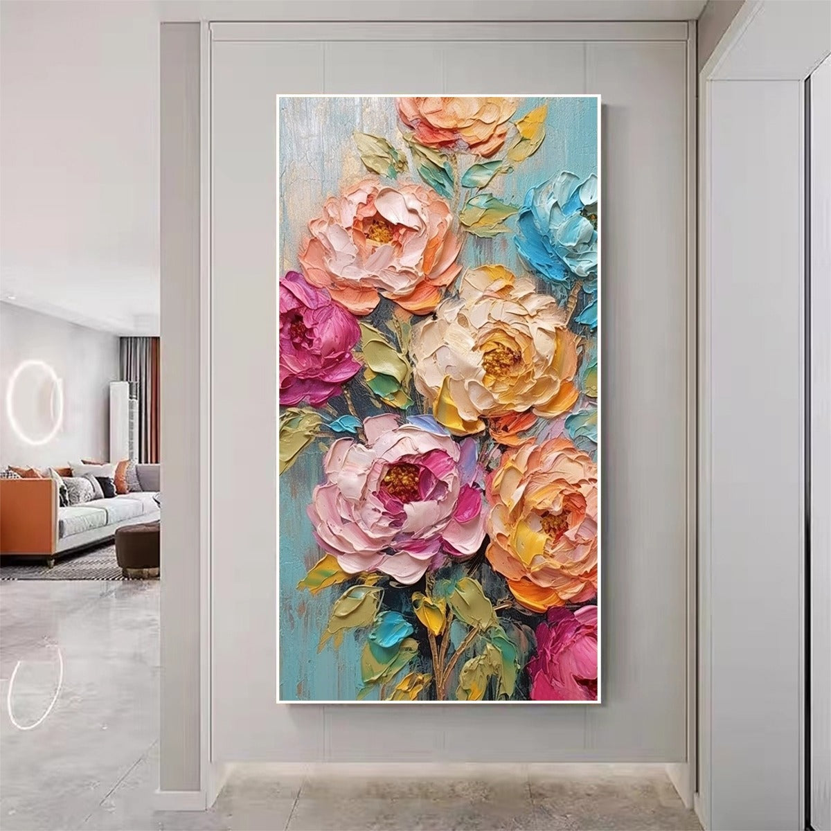 SWEET PEONY RHAPSODY: Textured Impasto Floral Oil Painting