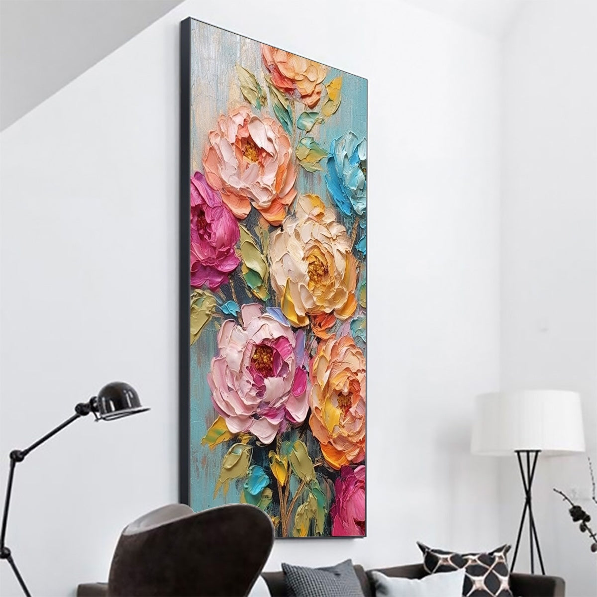 SWEET PEONY RHAPSODY: Textured Impasto Floral Oil Painting