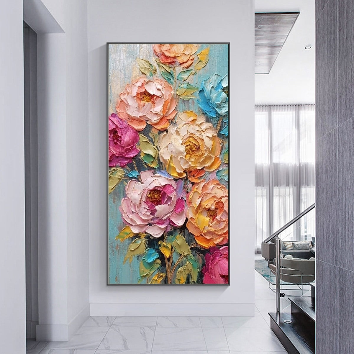 SWEET PEONY RHAPSODY: Textured Impasto Floral Oil Painting