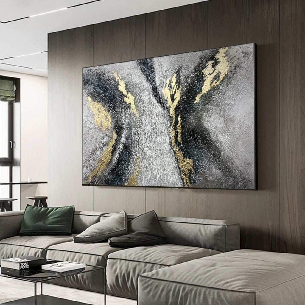 Gold/Gray Abstract Wall Art