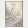 SERENE PATHWAYS: Minimalist Beige Textured Impasto Oil Painting